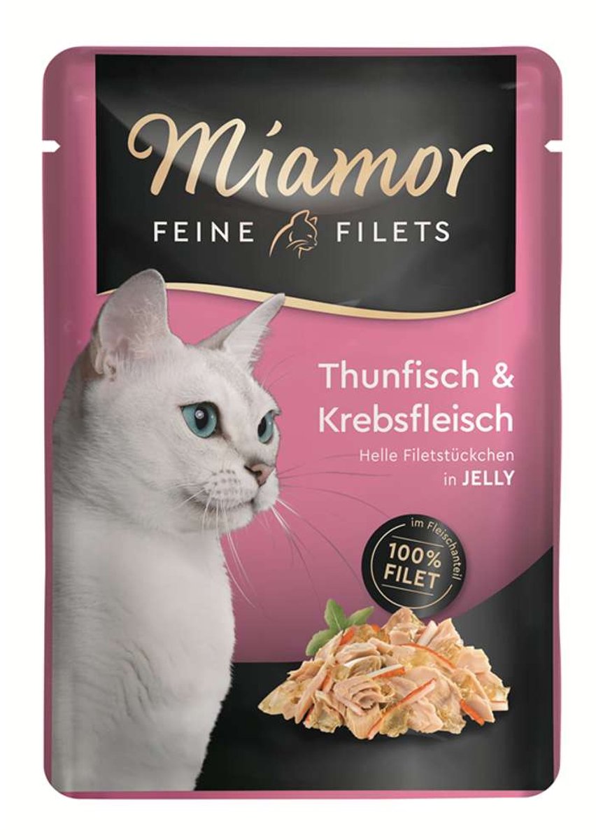 Miamor Miamor Feine Filets - Natvoer Kat - Tonijn & Krab in Gelei - Vetarm - 24 x 100g
