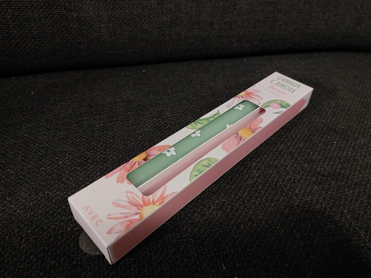 Dinerkaarsen - Lente Dinerkaarsen - Set van 2 | 25 cm - Groen & Roze - Flower | Luxe Dinerkaarsen met Bloemenprint - Brandtijd: 8 uur — cadeau in Wonen & Interieur - foto 2