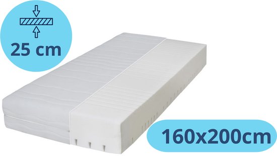 Densi Matras - Medisch Koudschuim - 160x200cm - 25cm - 7 Comfortzones - Medisch & Ventilerend - Anti-Allergisch - gratis retourneren