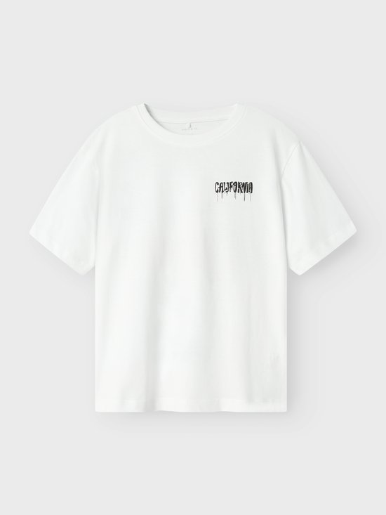 T-shirt blanc pour garçon avec inscription 'CALIFORNIA' sur le devant.
