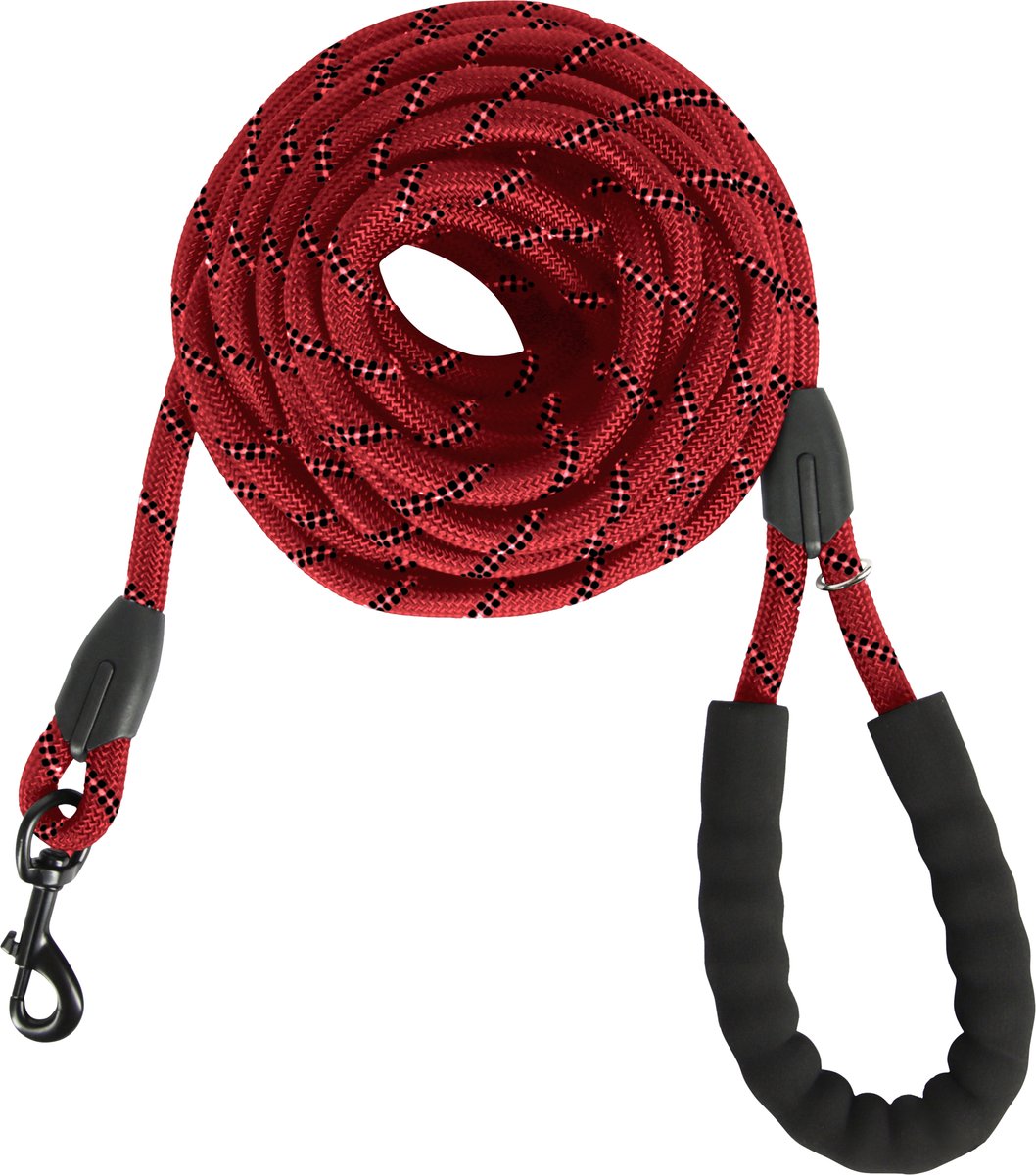 KCMultisupplies Hondenriem 8 Meter - Reflecterende Hondenlijn - Met Gevoerd Handvat - Geschikt voor Grote en Kleine Honden - Nylon Looplijn