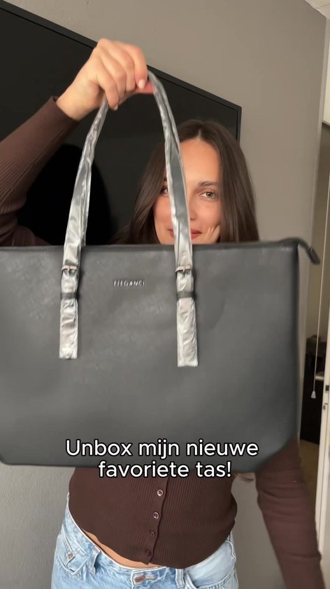 Eleganci - Tassen pour femme - Shopper - Sac avec fermeture éclair - Sac à bandoulière - Sac à main - Cartable - Sac de travail - adapté au format A4 - Blauw