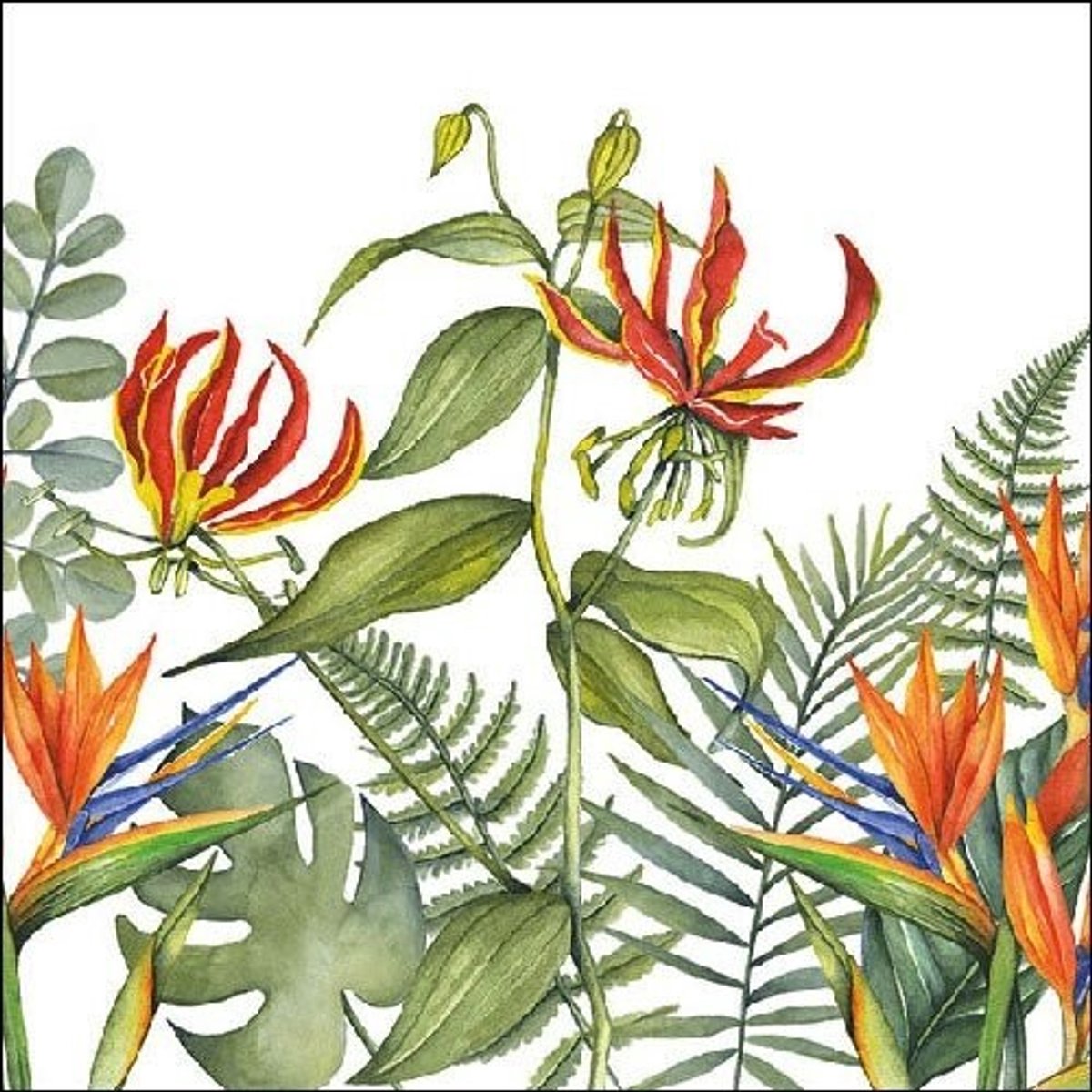 Ambiente - Lunch servetten - Tropical Flowers White