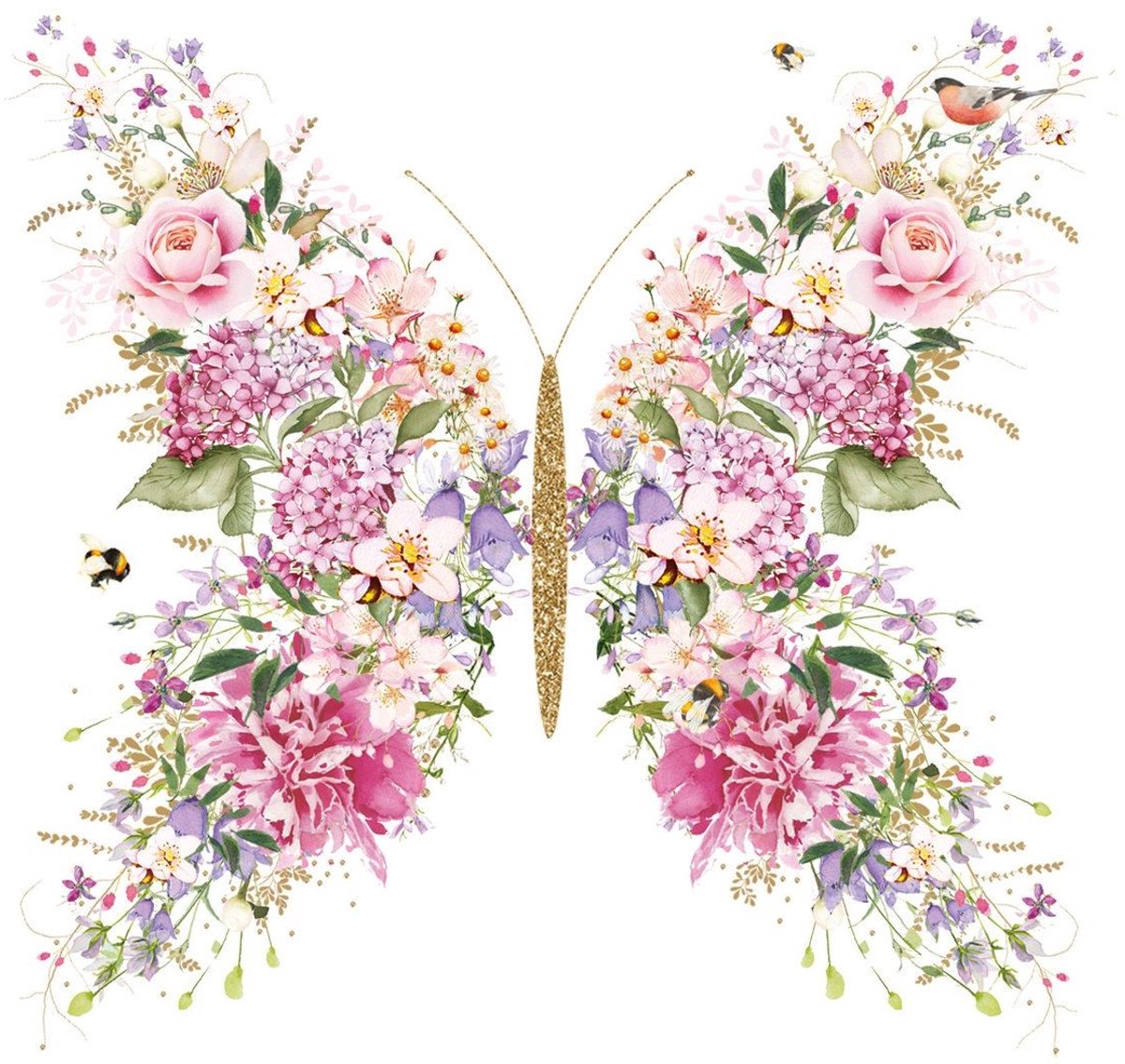 PPD - Lunch servetten - Papillon et fleurs Vlinder Bloemen
