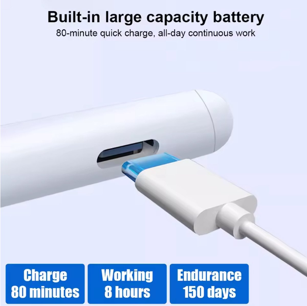 Universele stylus pen voor iPad, Android & Windows tablets, snelle USB-C oplader, magnetisch, precieze punt - Afbeelding 3