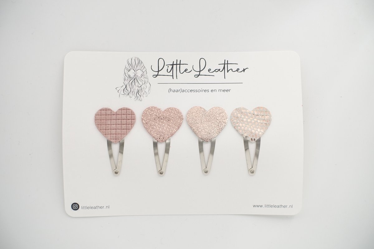 LittleLeather, Klikklak hart 4cm - set 1 - Knip - Clipjes - Haaraccessoires - Leder - Hartjes - Haarclip - Peuter - Haarknip - Meisjes - Echt leer