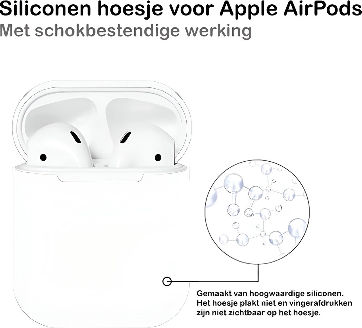 AirPods 2 hoesje siliconen beschermhoes AirPods 1 case schokbestendig draadloos opladen wit - Afbeelding 3