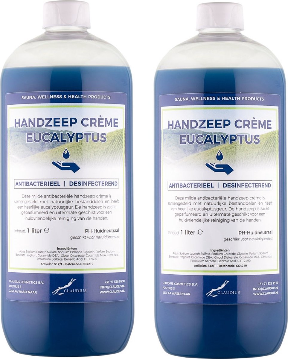 Handzeep Crème Eucalyptus 1 liter - set van 2 stuks
