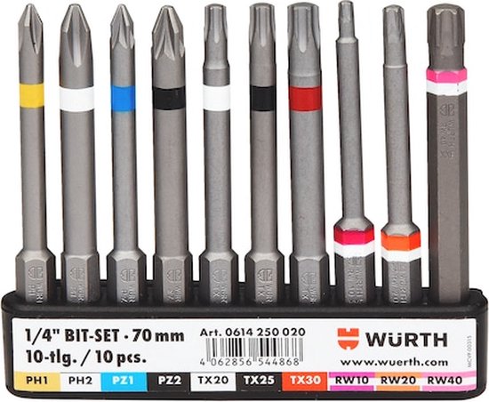 Wurth - Assortiment d'embouts 10 pièces - Assortiment d'embouts 10 pièces -