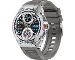 Knobbout 1.46"(3.7cm) Smartwatch - Bluetooth belfunctie - Bloeddrukmeting -Langzame ademhalingstraining- Hartslagfunctie, Caloriemeting, Slaapmonitor, Afstandmeting, Bloed zuurstof analyse - 100+ sportmodi- 10-15 dagen batterij-Zilver grijs