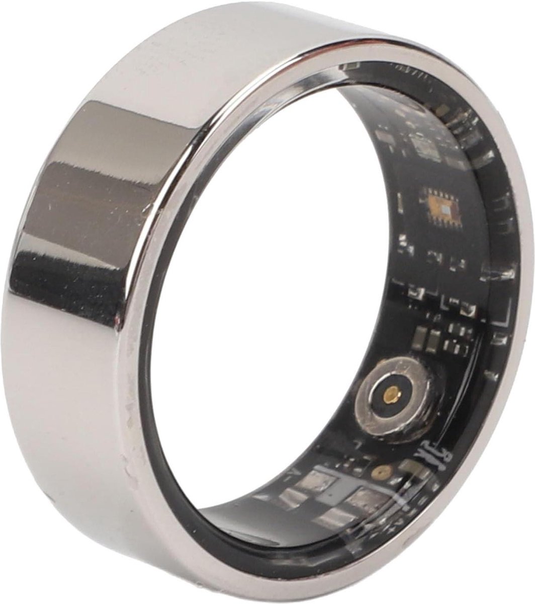 Fitness Tracker Smart Ring - Slaap- en Fitnessring IP68 Waterdicht - Keramisch Roestvrij Staal - Gezondheidsring Bluetooth Stappenteller - Heren Dames - Android IOS - Zilver .