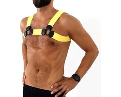 Kiotos - Elastisch Borstharnas - Tuigje - Riemenbody - Geel - Maat L/XL