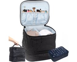 Wikoo® Nagellak Organizer Koffer – Beautycase - Make Up Tas – 24x24x21cm – Verstelbare vakken - Reisformaat – Nagelkoffer – Waterdicht – Zwart