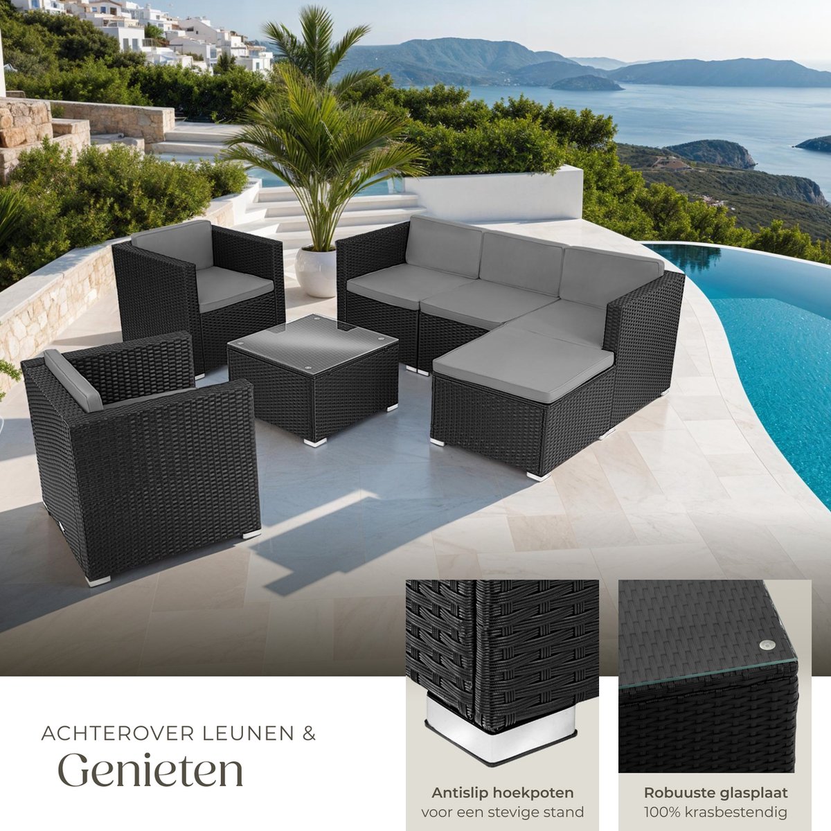tectake tectake Wicker Loungeset - afbeelding 3