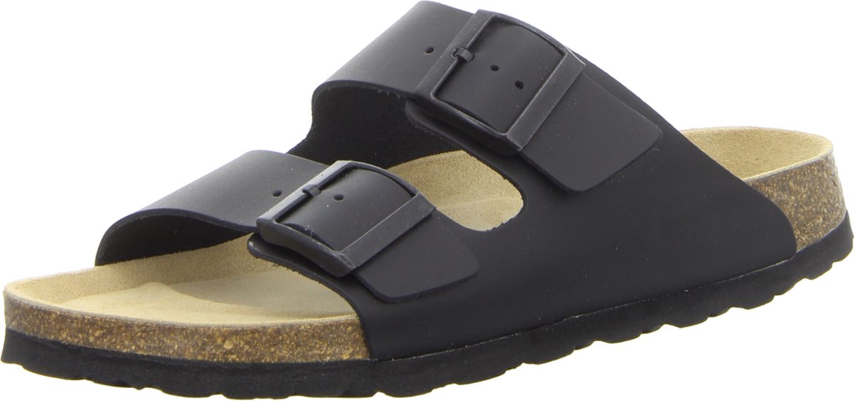 Natural Sense unisex pantoffels muiltjes sandalen leer zwart 1095018