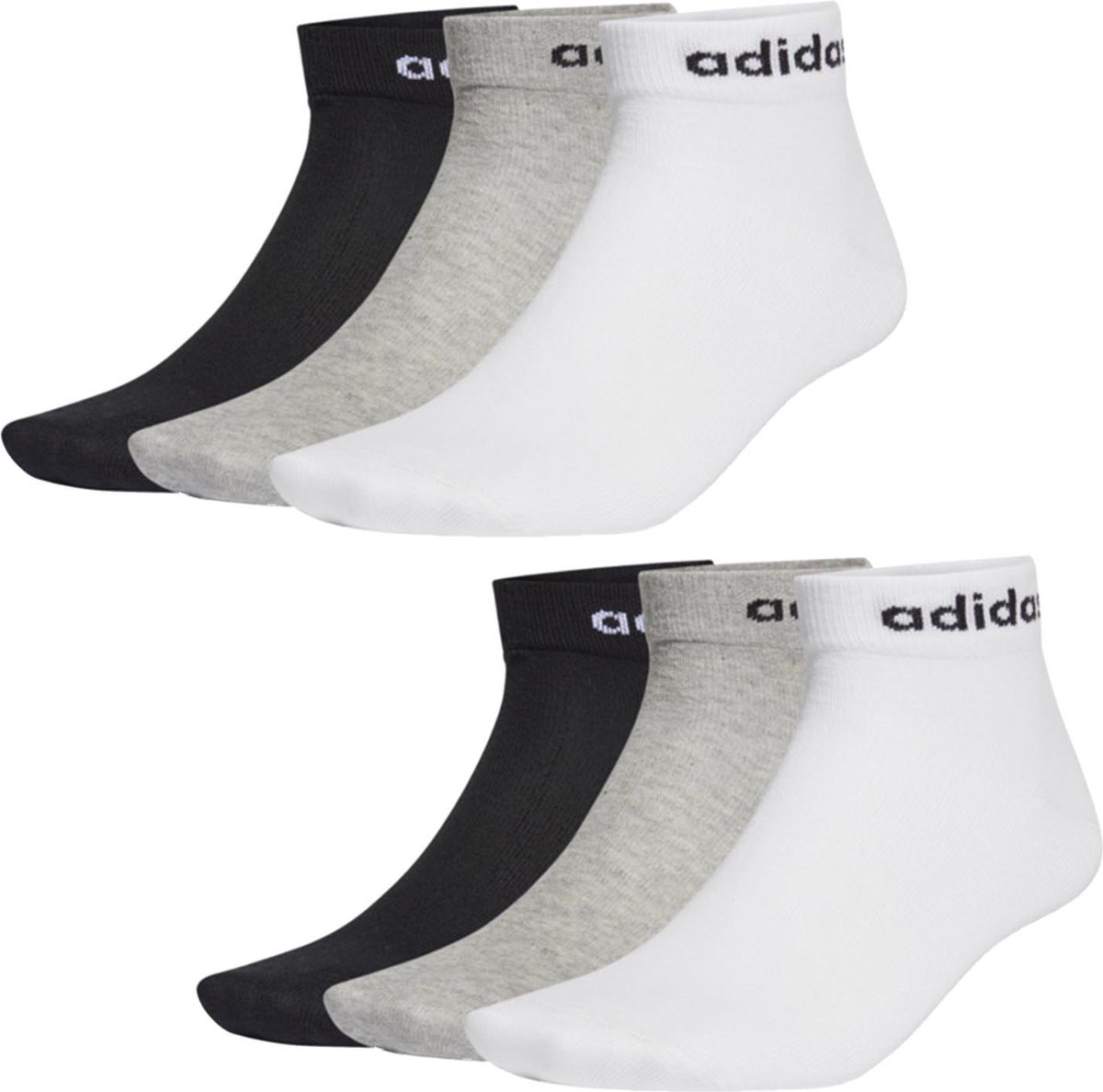 SOKKEN 6 paar adidas NC Ankle Performance Sneaker Quarter Socks unisex korte sokken Schwarz – Weis – Grau