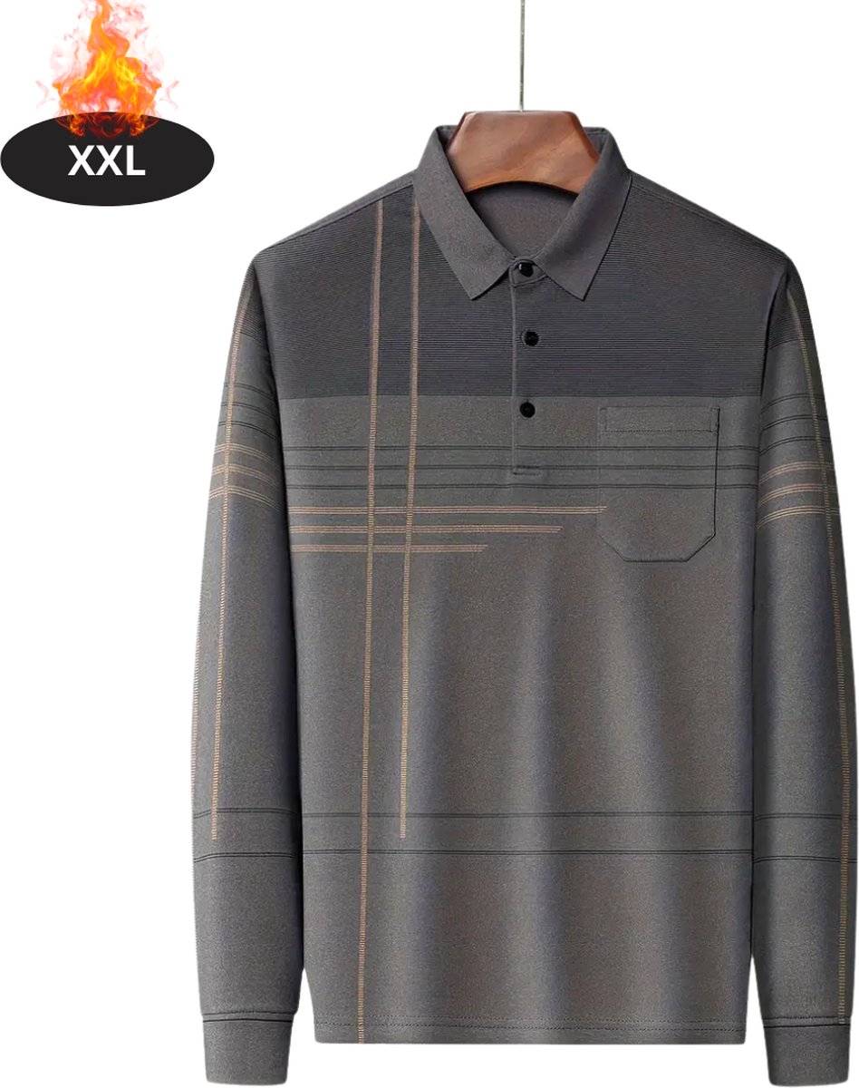 Nivard Poloshirt Heren T-Shirt Heren Shirt Overhemd Polo Shirt Lange Mouwen Grijs