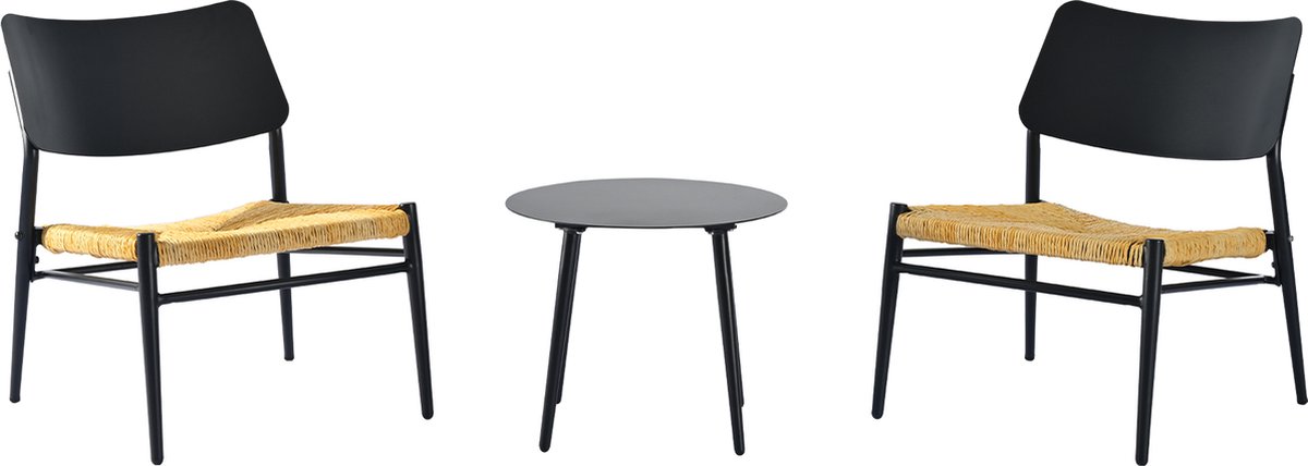 Gotagee Tuinlounge-set bistro-set 3-delig aluminium balkonmeubels-set PE rattan laadvermogen 150 kg