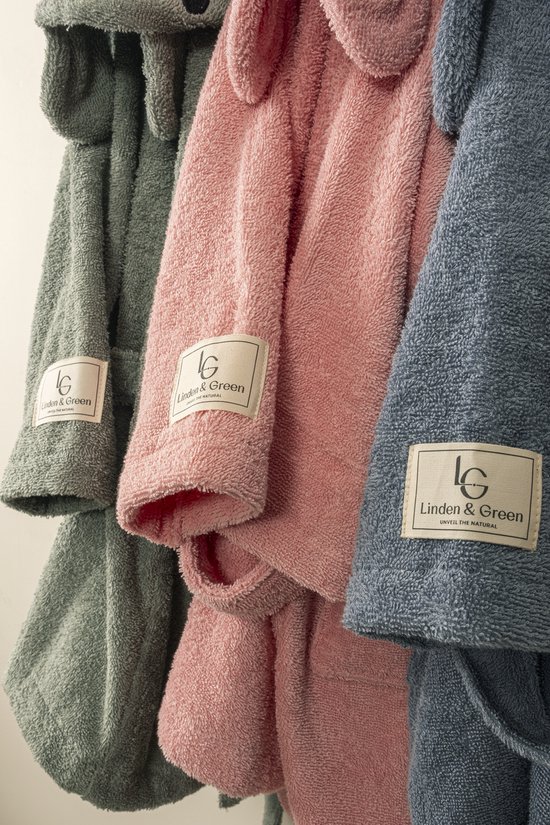 Linden&Green - Peignoir enfant %100 Katoen - Badjas Enfants - Peignoir enfants Filles - Badjas Enfants Filles - Badjas Filles - Badjas enfant - peignoir bébé - Peignoir enfants - peignoir enfants - Rose - 110/116 - 5-6 ans