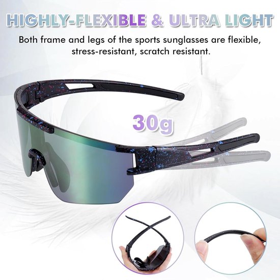 Lunettes De Sport Polarisées UV400 – Interchangeables, Branches Réglables, Antidérapantes – Pour Cyclisme, Ski, Randonnée