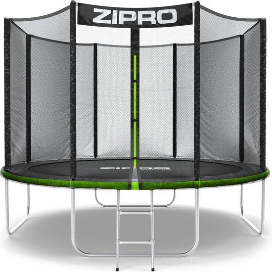 Zipro® Jump Pro Tuintrampoline 10FT Ø312cm met outdoor net - Trampoline Voor Buiten - Afsluitbaar Veiligheidsnet - UV-bestendig vervangend net - max. belasting tot 150 kg - Corrosiebestendig - Snelle en eenvoudige montage