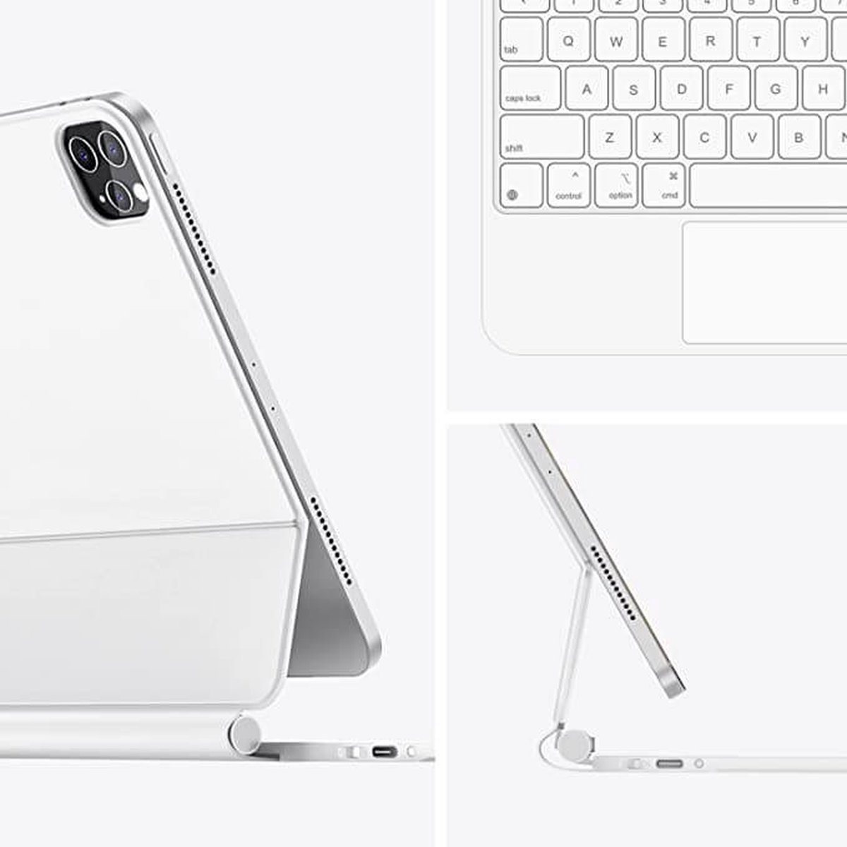 iPad Toetsenbord Hoes Geschikt Voor Apple iPad Pro 11 Inch (2024) - Bluetooth Magnetisch Keyboard Case - Tablettoetsenbord - Tablet Hoes - met Touchpad Muis en Verlichting - QWERTY - Wit — cadeau in Telefoon & Tablet - foto 2