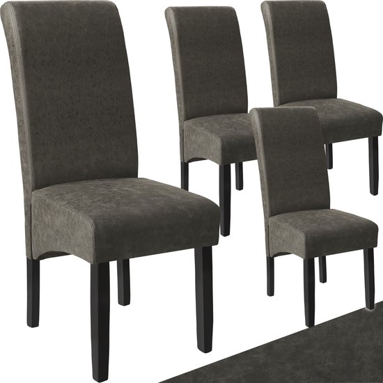 tectake 4 chaises de salle à manger avec assise ergonomique gris marbré 403628