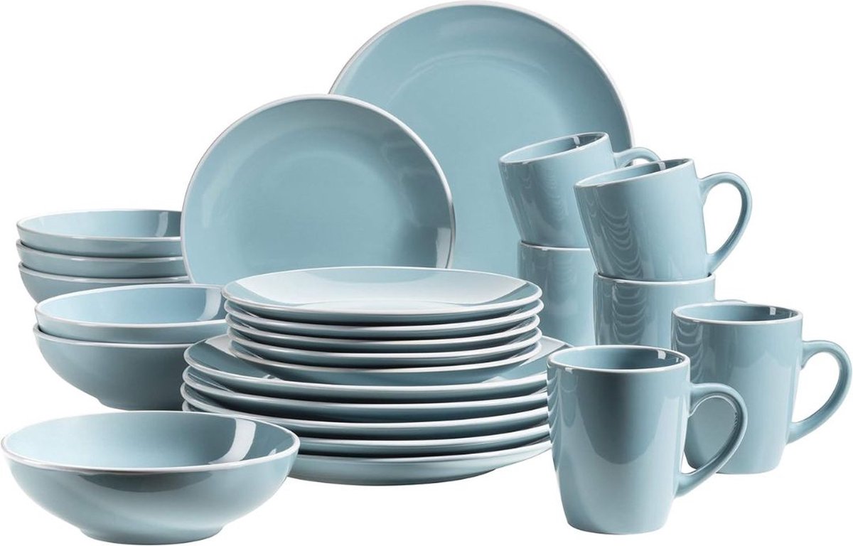 ApexArte® Serviesset 6 Persoons - Serviessets - Bordenset - Chique Bordenset - Porselein - Turkoois