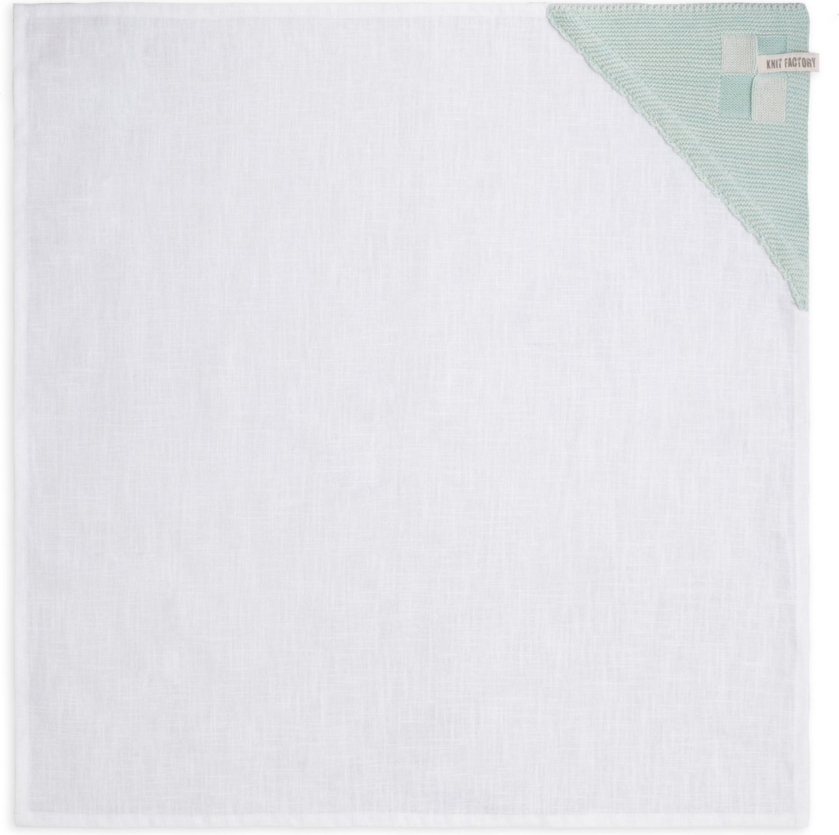 Knit Factory Theedoek Block - Linnen theedoek - Keukenhanddoek - Keukendroogdoeken - Vaatdoeken - Vierkant - Ecru/Mint - Lichtgroen - 65x65 cm