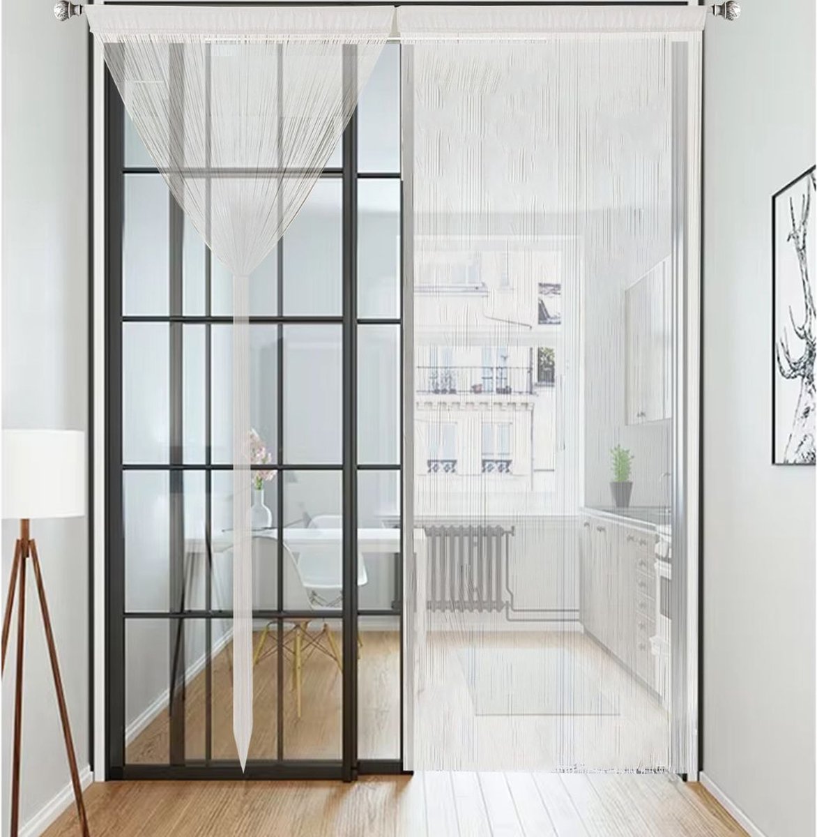 ApexArte® Deurgordijn Kralen - Macrame - Wit
