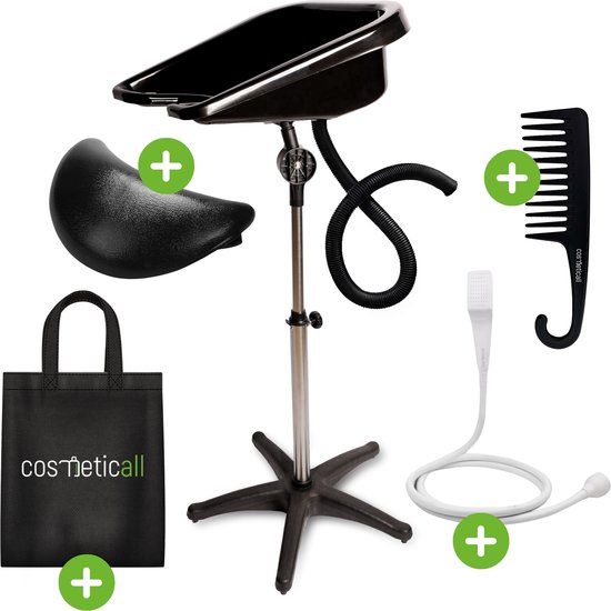 Lavabo mobile de Luxe + ensemble d'accessoires complet - Lavabo pour cheveux - Lavabo de coiffeur - Lavabo de coiffure - Lavabo de salon - Lavabo mobile - Pro