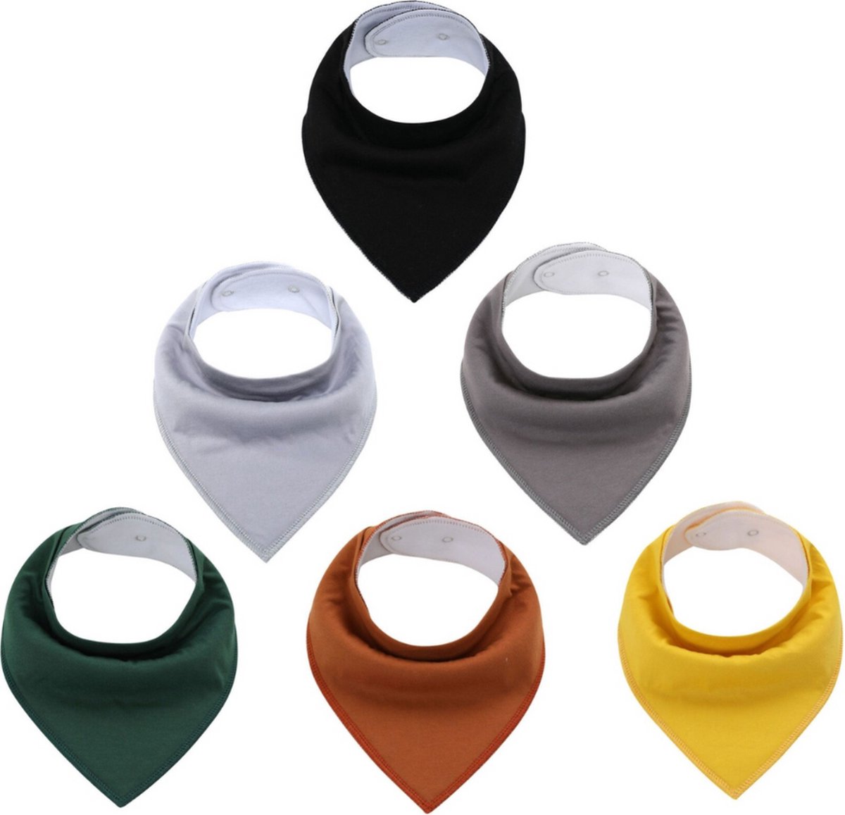 Goedkoopste 6 Stuks Bandana Slabbetjes met Fleece laag - Bruin Geel Grijs