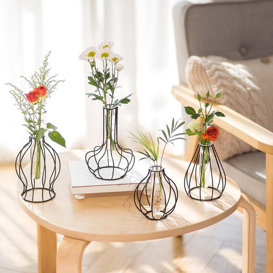 Joeyan Handgemaakte geblazen groen gekleurde glazen bloemenvaas met brede gegolfde mond geribbeld lichaamsontwerp voor kantoor huisdecoratie bruiloft tafel middenstuk, 20 cm dikke zware vintage