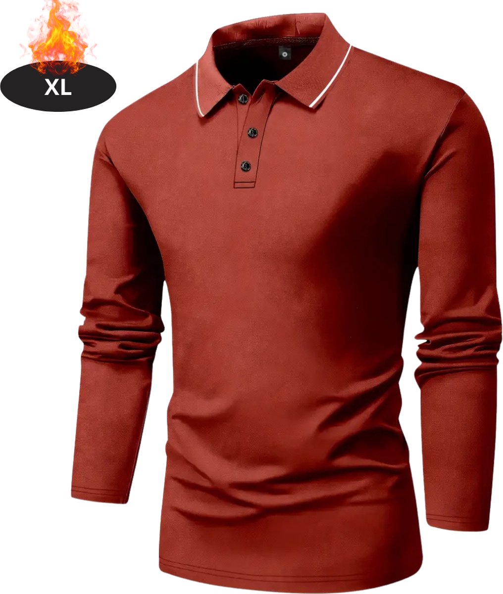 Nivard Poloshirt Heren T-Shirt Heren Shirt Overhemd Polo Shirt Lange Mouwen Baksteenrood