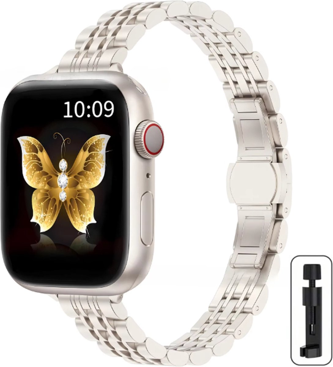 Actie4you® - Dunne band - 38/40/41mm - Metalen bandje geschikt voor Apple Watch - Schakel Armband RVS - Roestvrijstaal - Horlogeband - Geschikt als Apple watch bandje voor Series 1/2/3/4/5/6/SE/7/8/9 – Zilver Mat