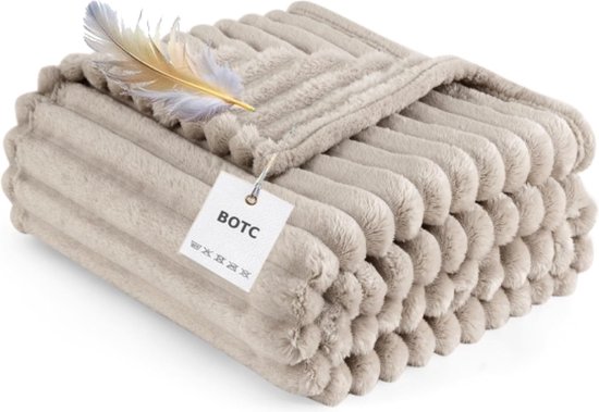 BOTC Luxe Fleece deken - Plaid - Super Zacht, Warm en Donzig - Cadeau - 150x200cm - Lichtbruin
