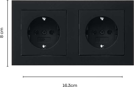 Prise murale noire - Encastrable - Double Prise - Zwart Mat - OVIVO