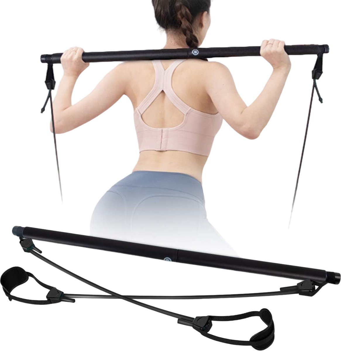 Solfit - Pilates Bar met Weerstandsbanden - Pilates Stick - Pilates Stok - Fitness Elastiek - TONEBAR