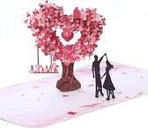 Valentijnsdag 3D Popup Kaart - Hartvormige Boom met Dansend Koppel - Perfect voor Valentijnsdag, Verlovingen, Bruiloften