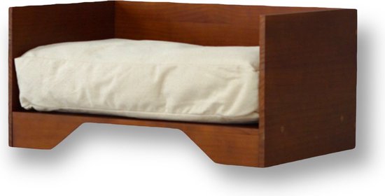 STUDIO ANIMAUX hondenmand met hondenkussen (maat S) | hondenbed | hondensofa | hondenbank | 58 x 37,5 cm | hout | katoen | bruin