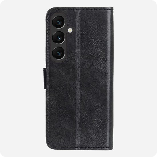 Étui pour Samsung S25 Bookcase à rabat avec protection d'écran - Étui pour Samsung Galaxy S25 Étui à rabat - Zwart