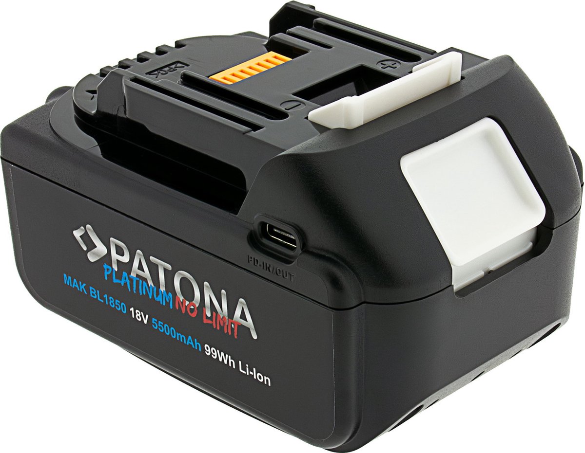 Accu 18V voor Makita LXT serie - model BL1850 - met USB-C PD65W in- en output - 5500mAh