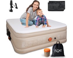 FLOAT CloudSpring - 2 Persoons luchtbed met (5 cm) Foam Topper - <3 min snel opgeblazen - Inclusief 2 opbergzakken, draagtas en reparatiekit - 203x152x46 cm - Zelfopblazend Twee persoons luchtmatras - Ingebouwde elektrische pomp - Stevig Logeerbed