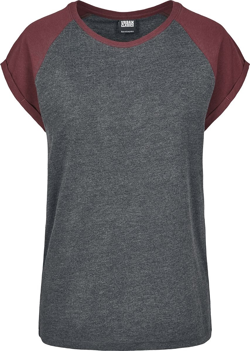 Urban Classics Contrast Raglan Tee Dames T-shirt /bordeauxrood L Grijs