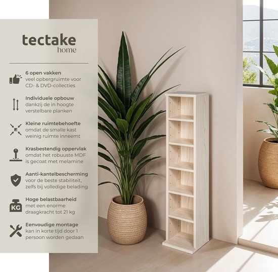 Tectake CD-rek - DVD-rek voor opslag van 102 cd's - Houten wandplank ...