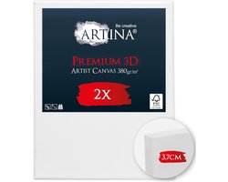 Artina 3D Premium Set van 2 Schildersdoeken 80x100 cm - Voorgerekte Doeken Wit met FSC® Houten Spieraam Stabiele Voorbehandelde Canvas Schildersdoek 380g/m‚²