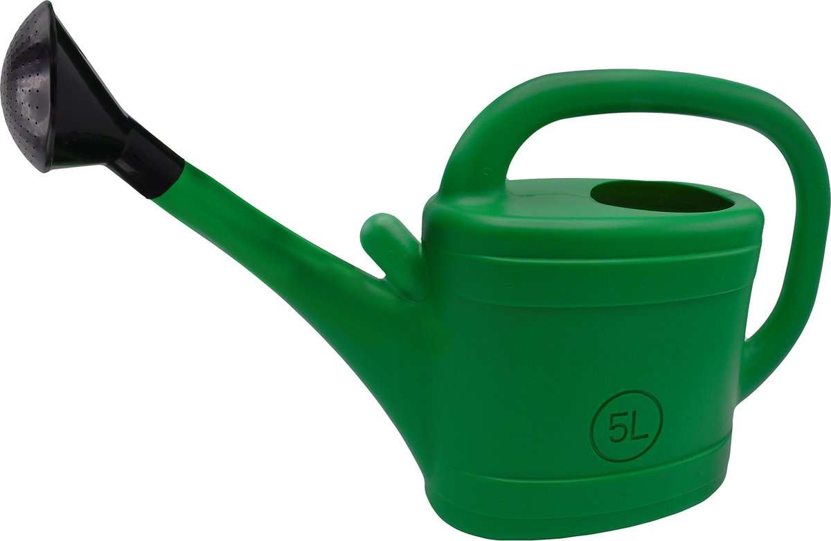 Nature - Gieter 5L - Kunststof - groen - met broeskop/sproeikop - tuinplanten gieter