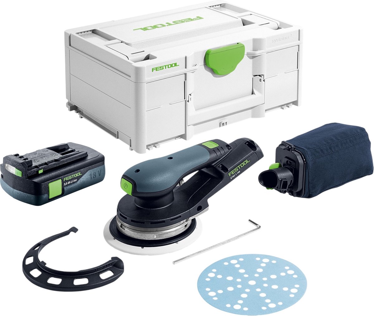 Festool ETSC 2 150-Basic accu excenterschuurmachine 18 V 150 mm borstelloos + 1x accu 3.0 Ah + systainer - zonder oplader