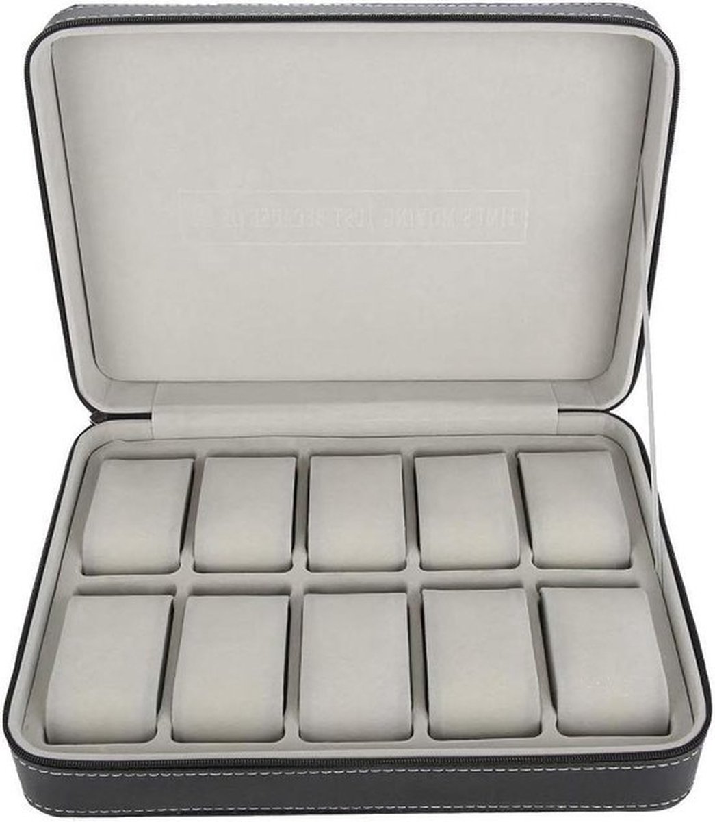 10 Grids Travel Watch Collector Case - Watch Storage Case with Ring and Sunglasses Zipper Box