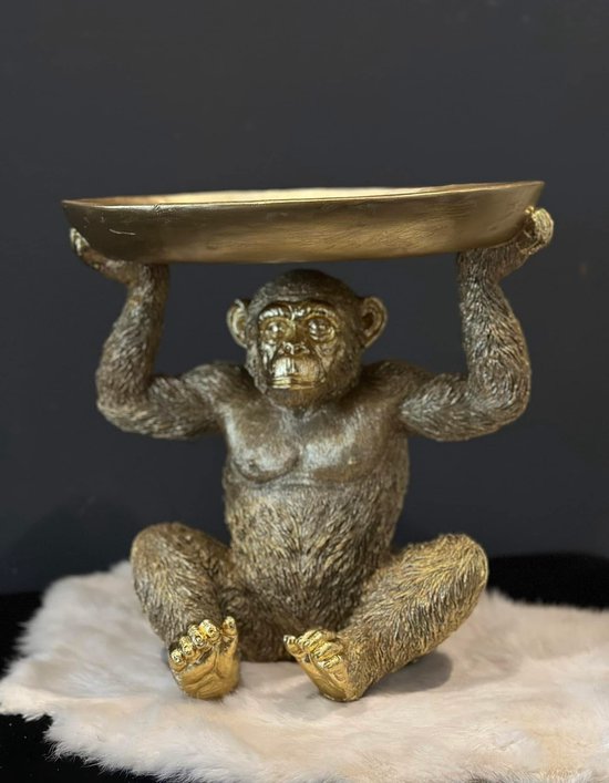 Goodyz-Jungle dieren - Chimpansee - Chimpansee met dienblad - Dienblad - Gouds kleurig